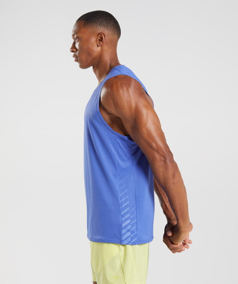 Men's Gymshark Sport Stripe Tanks Blue | NZ 0OISGD